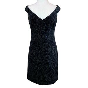 Theory Off-the-Shoulder Micro Dot Black Velvet V-Neck Dress Size 6 NWT